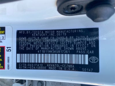 2019 Toyota CAMRY LE