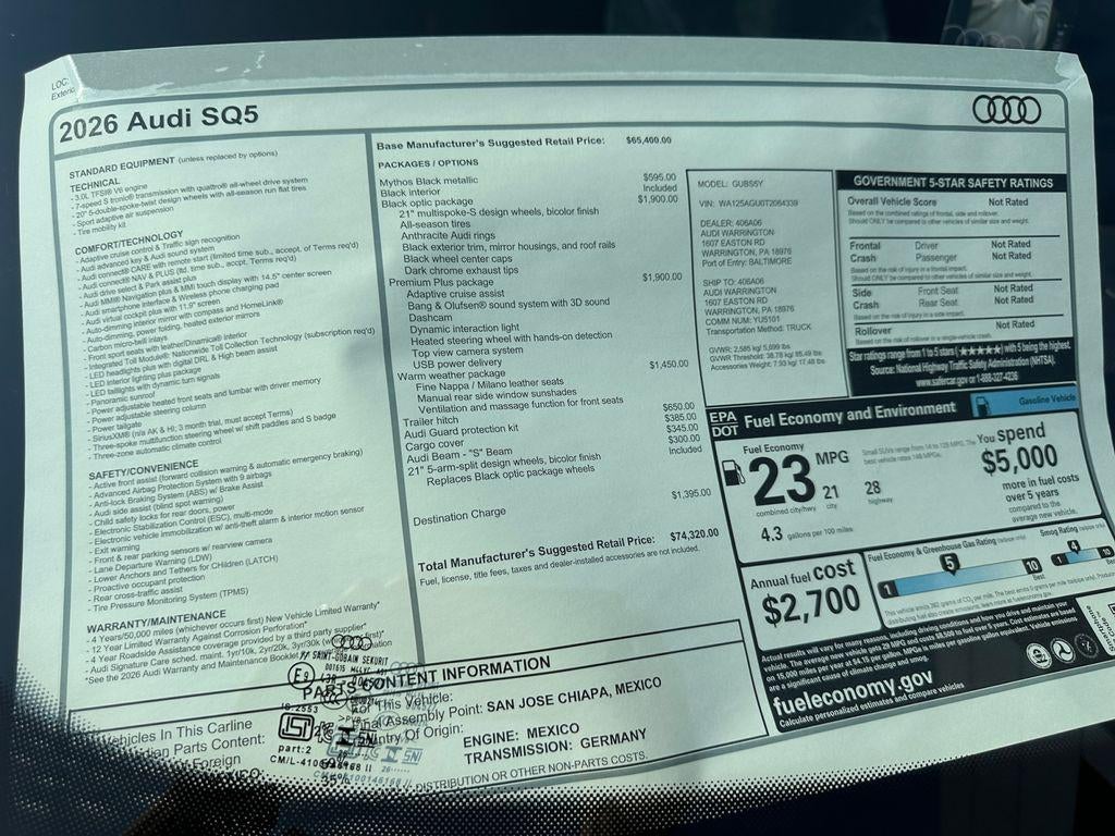 2026 Audi SQ5 Premium Plus TFSI quattro S tronic