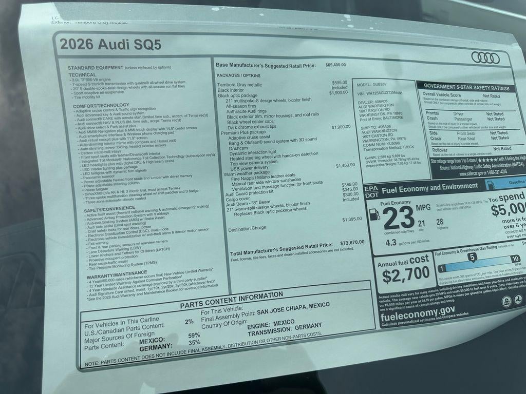 2026 Audi SQ5 Premium Plus TFSI quattro S tronic