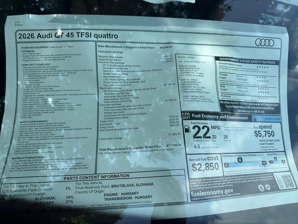 2026 Audi Q7 Premium plus