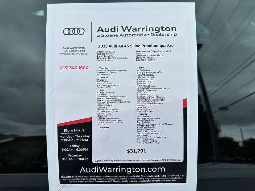 2023 Audi A4 Premium 45 TFSI S line quattro S tronic