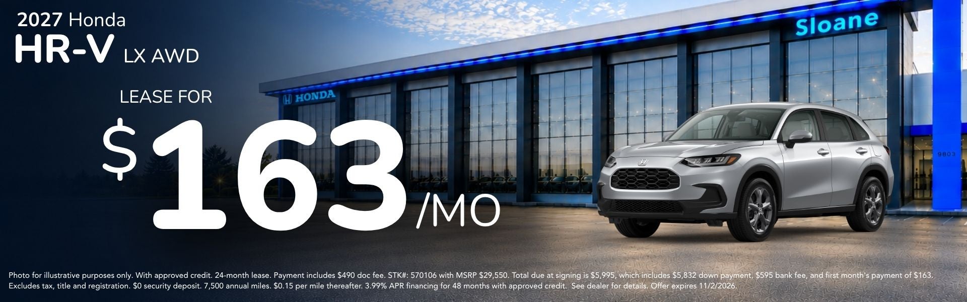 2027 Honda HR-V LX AWD Lease Offer